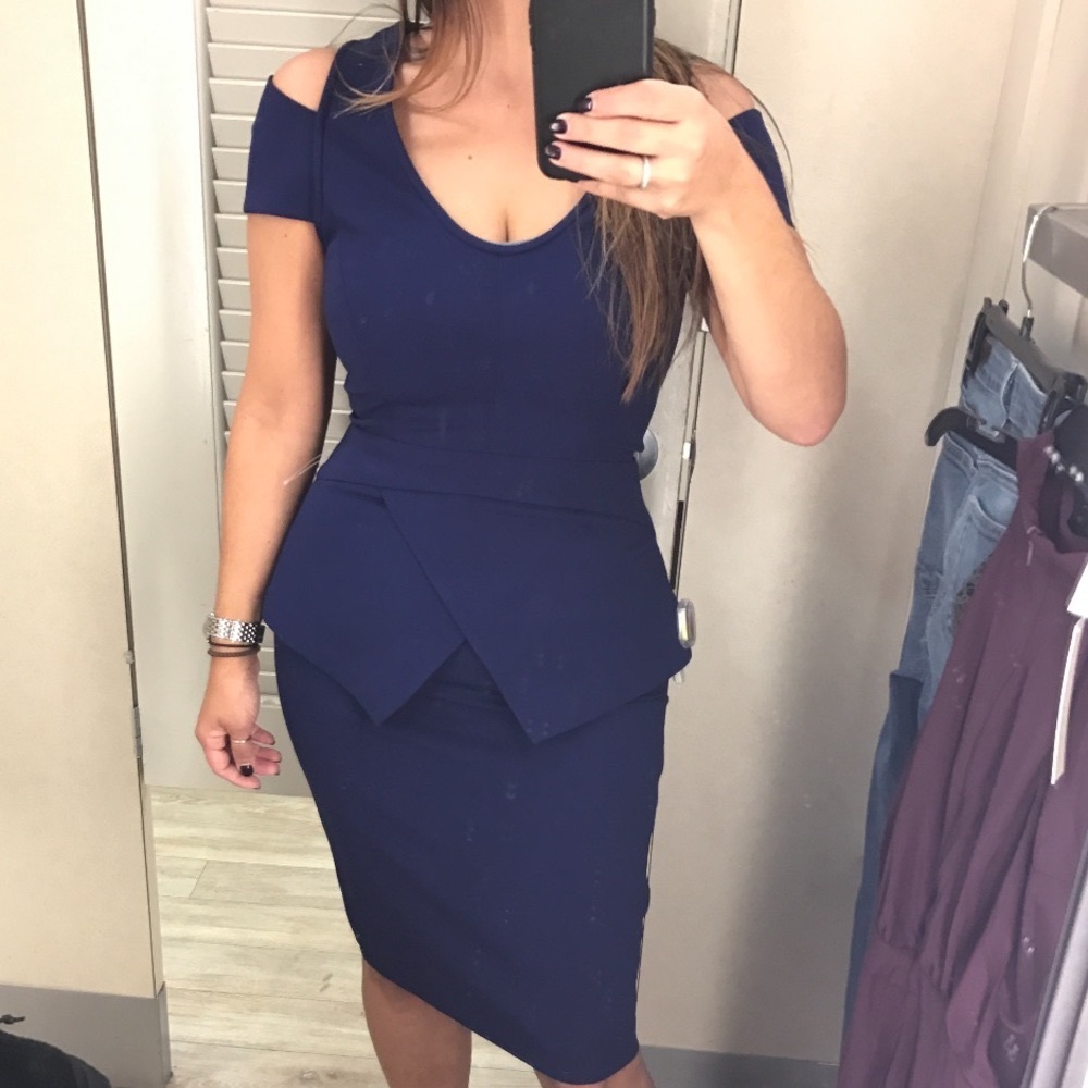 Yigal azrouel peplum cold shoulder dress size 6